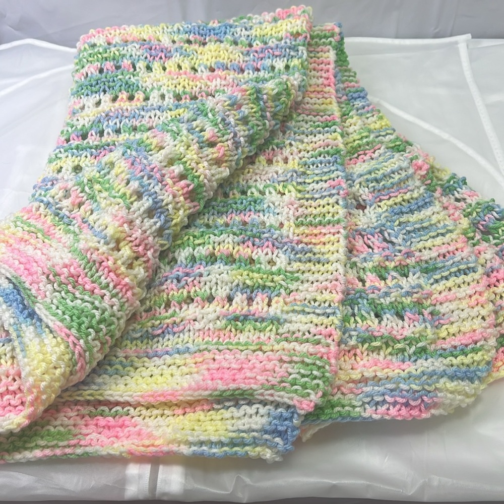 40 x 41 Hand Knit Throw Blanket Small Handmade